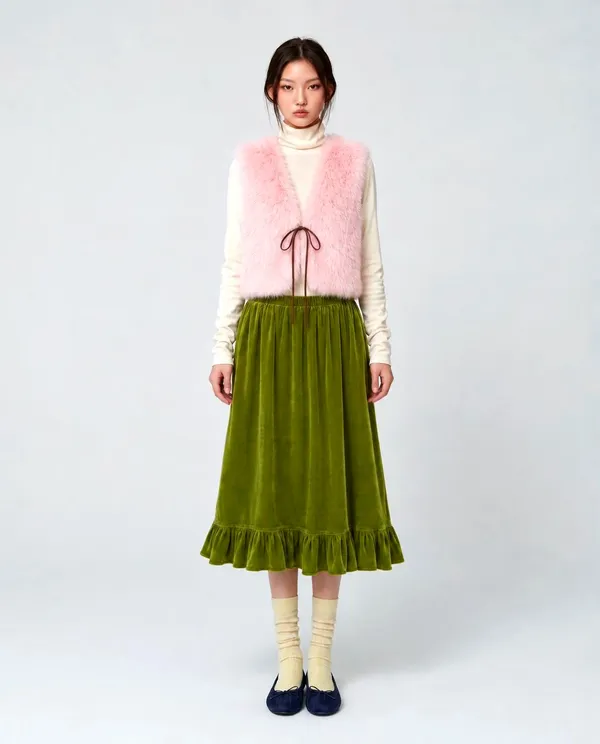 Elegant Velvet Skirt in Soft Tones - Perfect for Any Occasion
