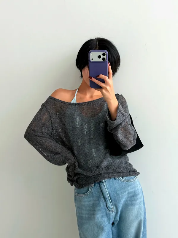 Sheer Knit Top, Fashionable Casual Style