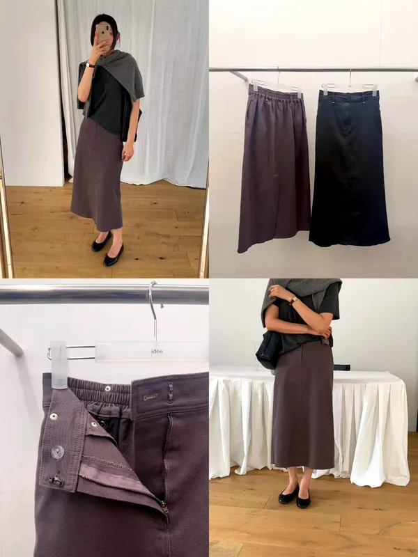 Elegant and Minimalist Women's Midi Skirt, Comfortable and Versatile