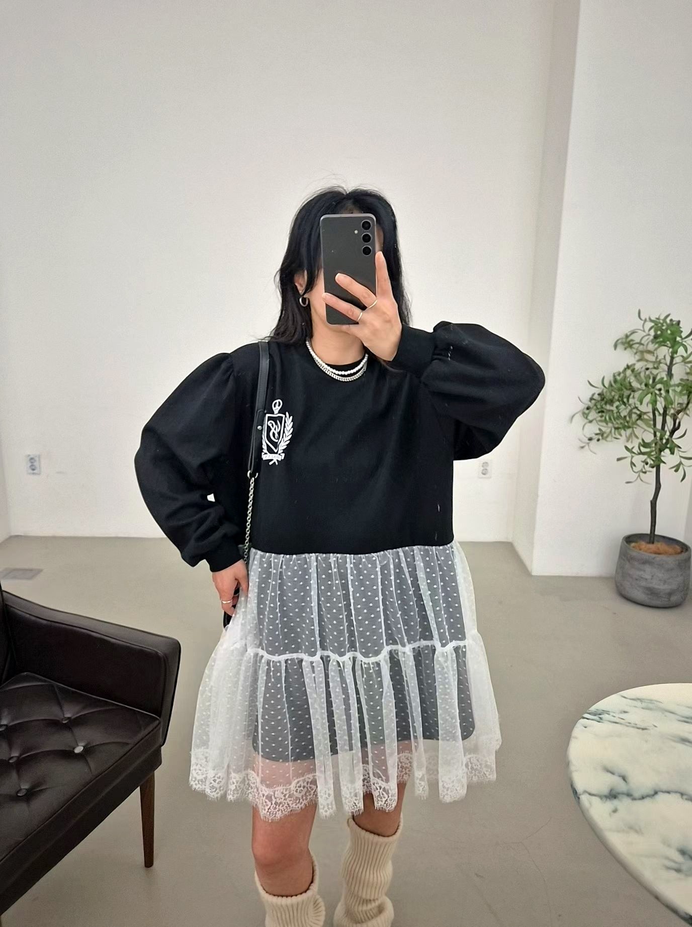 패셔너블 여성용 드레스, 우아한 레이스 패치워크 디자인