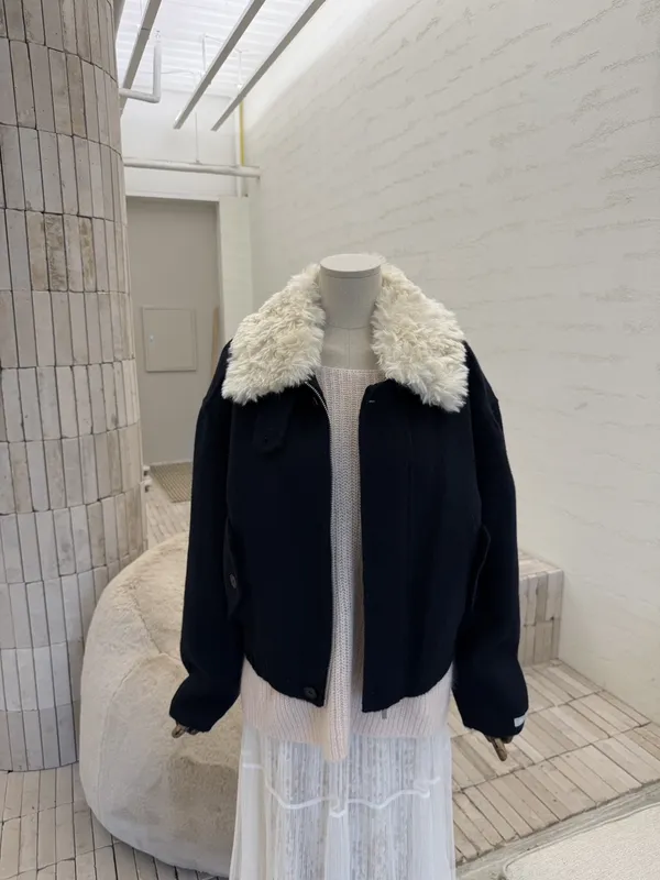 Fashionable Lamb Wool Collar Coat - Warm and Versatile