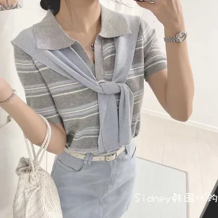 Stylish Striped Short Sleeve Shirt - Fresh and Casual Look