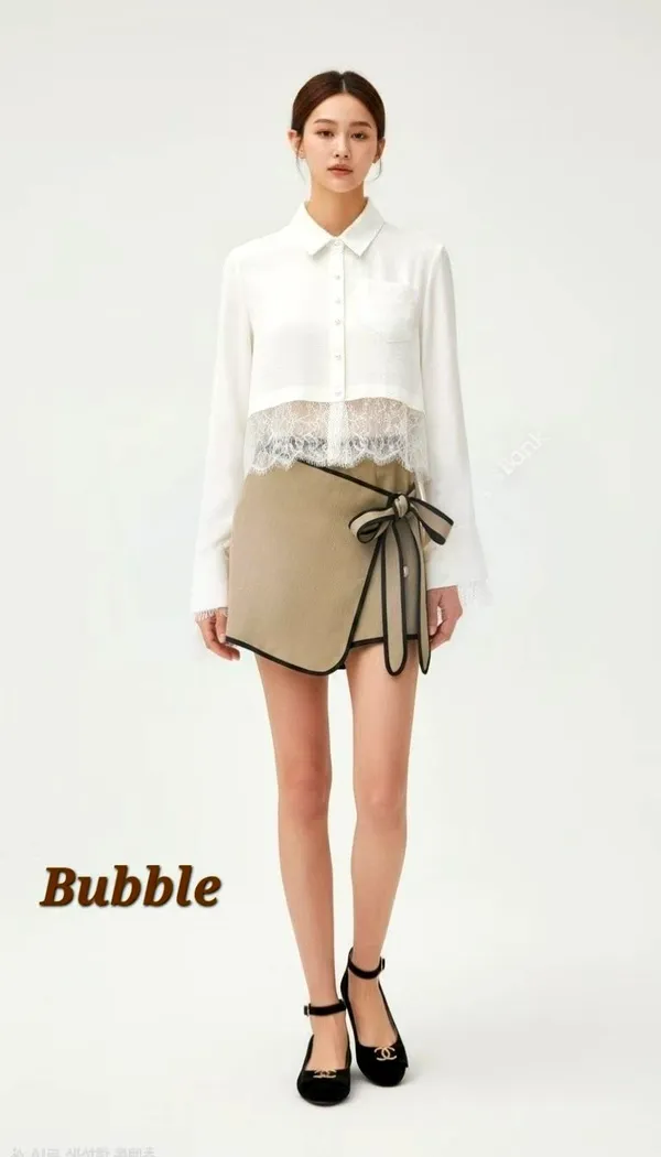 Elegant Lace Spliced Shirt, Showcasing Feminine Charm