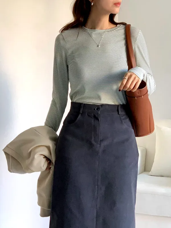 Striped Long Sleeve Women's Top - Comfortable and Stylish