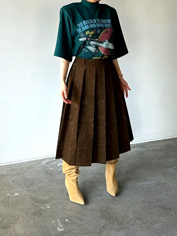 Vintage Style High-Waisted Midi Skirt - Elegant Charm