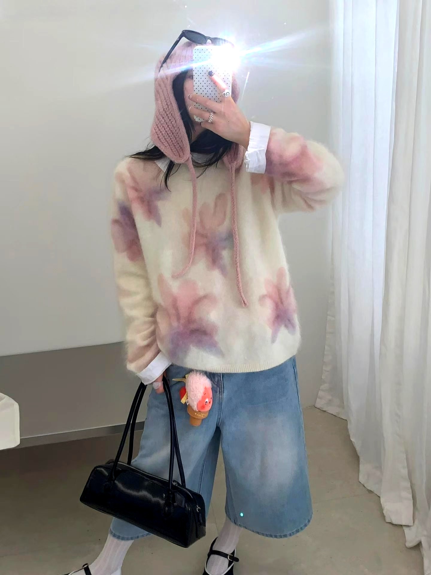 봄꽃 패턴 여성 상의, 부드럽고 편안함