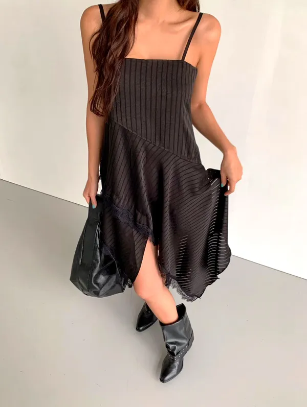 Stylish Striped Women's Dress with Elegant Slimming Design