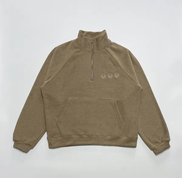 Essential for Autumn and Winter! Reversed Opening High Neck Fleece Sweatshirt