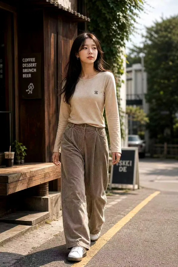 심플한 스타일의 여성용 긴팔 티셔츠, 편안하고 다재다능한