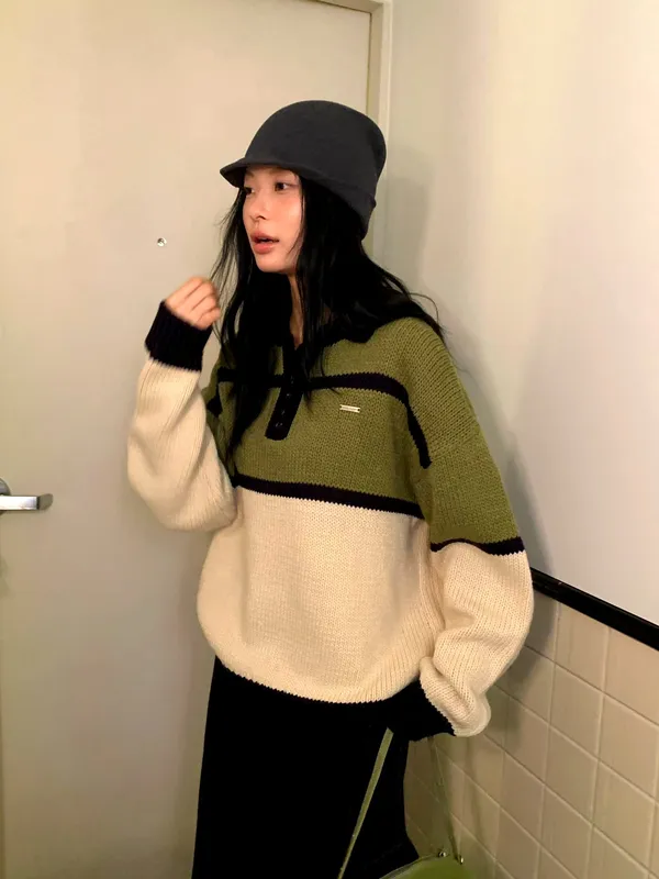 Fashionable Casual Knit Sweater, Comfortable and Versatile, Perfect for Fall and Winter