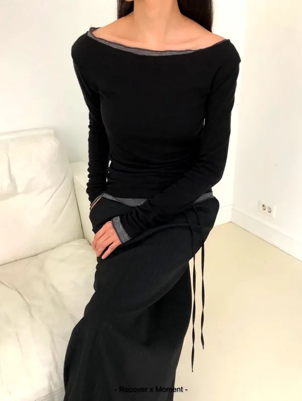 Chic Black Women's Top with Elegant Off-Shoulder Design