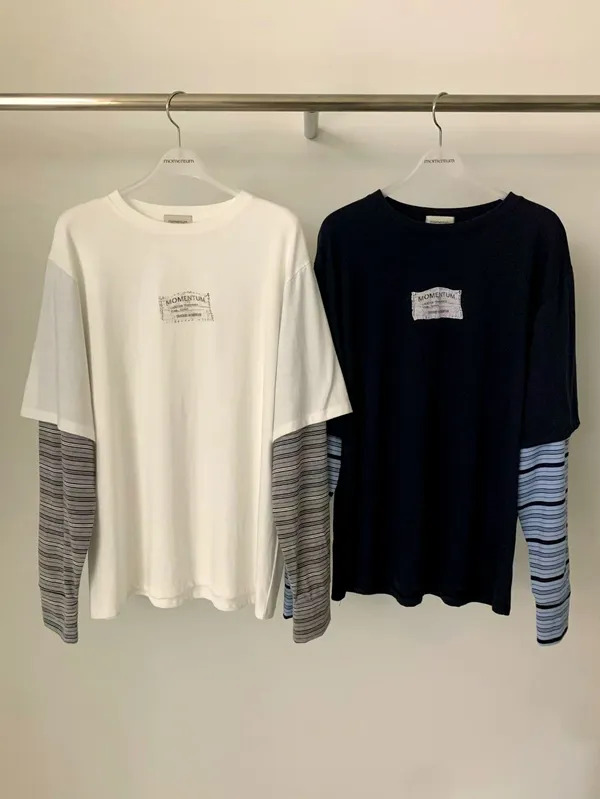 เสื้อยืดแขนยาวแฟชั่นดีไซน์ผสม, สบายและเข้ากันได้ทุกชุด