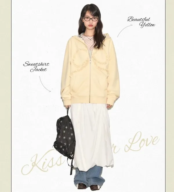 Sweet Yellow Hooded Jacket - Casual Fashion Style