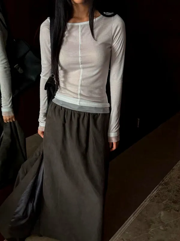 Lightweight Breathable Women's Long Sleeve T-Shirt, Elegant and Minimalist Style