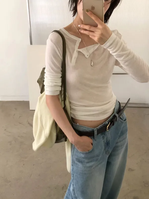 Stylish Versatile Women's Top, Comfortable Breathable Long Sleeve T-Shirt
