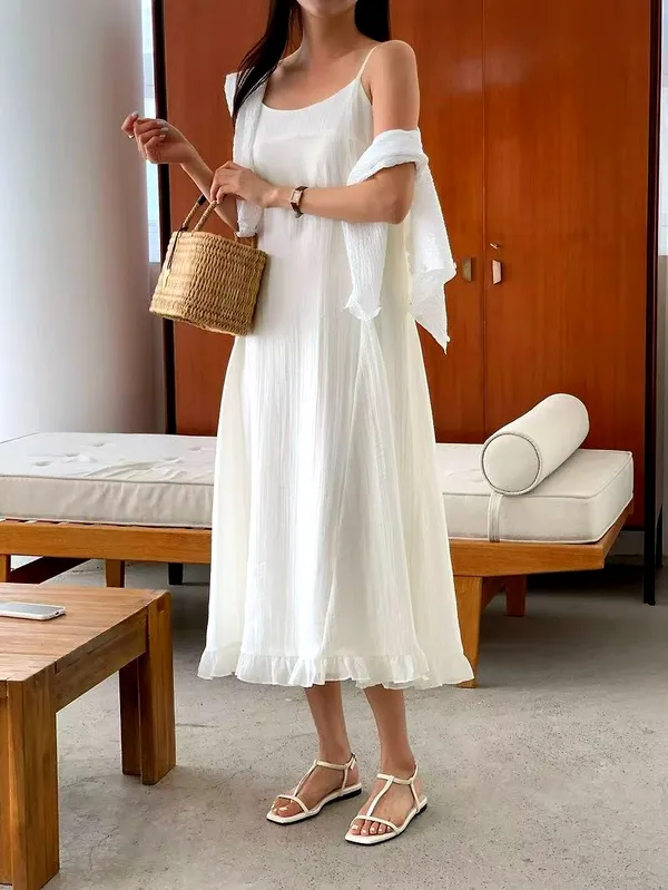 Fresh Summer White Dress - Lightweight, Breathable, Elegant and Comfortable