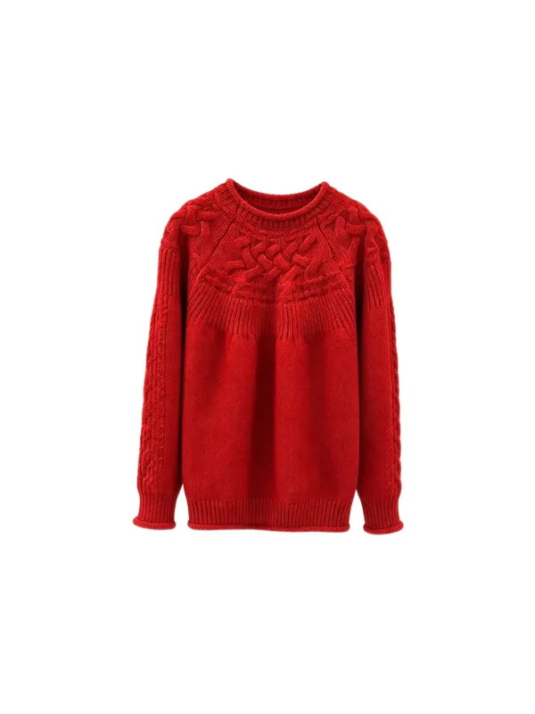 Stylish Red Knitted Sweater, Warm and Comfortable