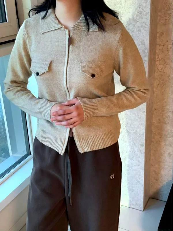 時尚簡約女裝外套夾克，舒適針織設計