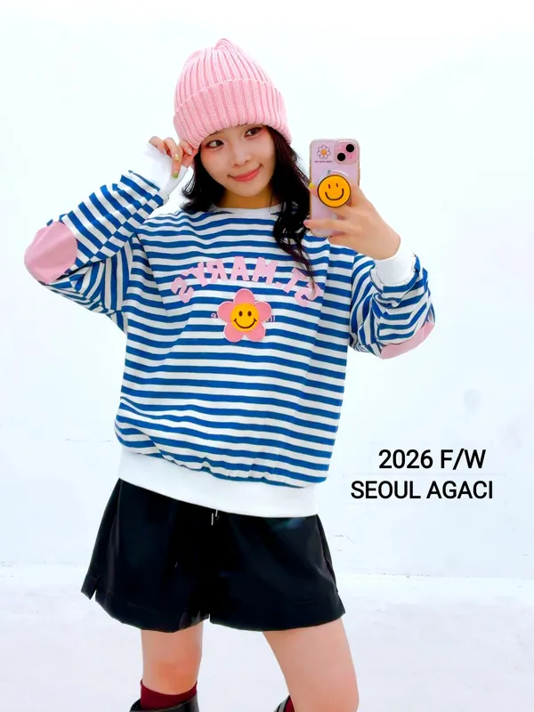 Cute Striped Smiley Face Pattern Women's T-Shirt