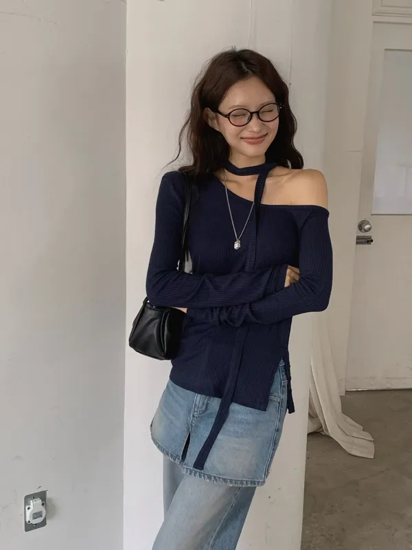 Stylish Off-Shoulder Slim Fit T-Shirt - Elegant and Comfortable