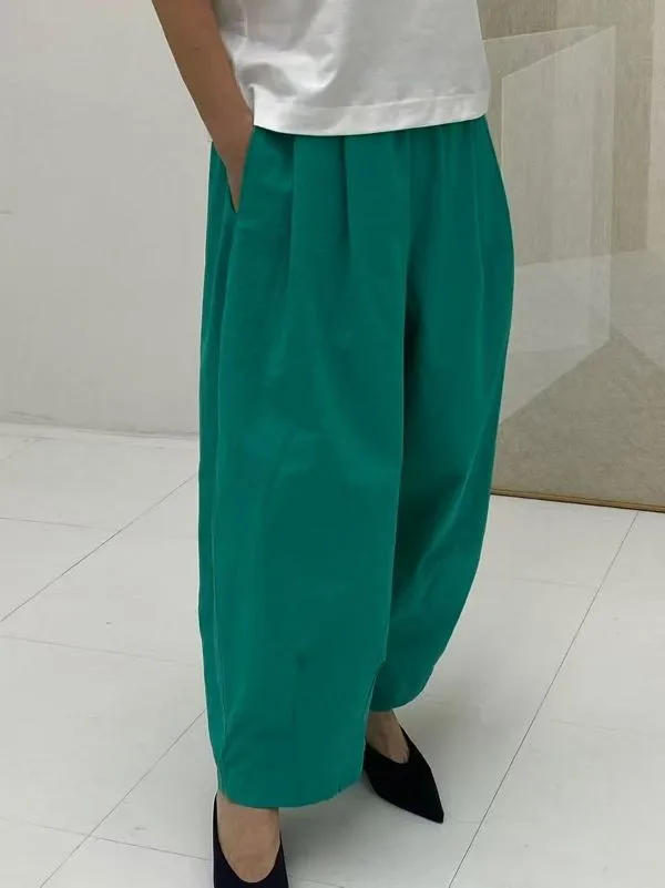 Stylish Loose High-Waisted Casual Pants in Fresh Green