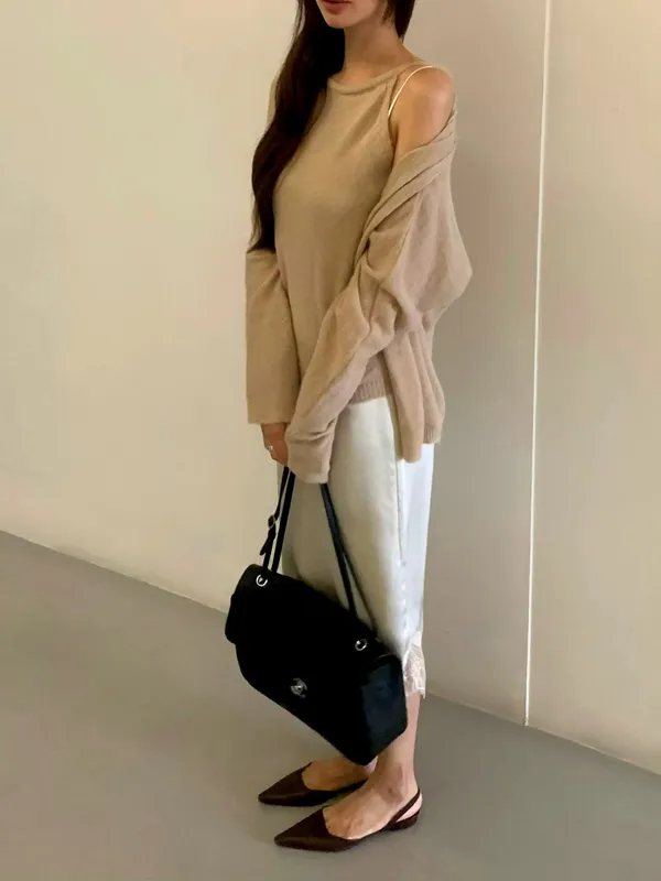 Atasan Knit Minimalis yang Selesa, Nada Lembut, Padanan Sempurna
