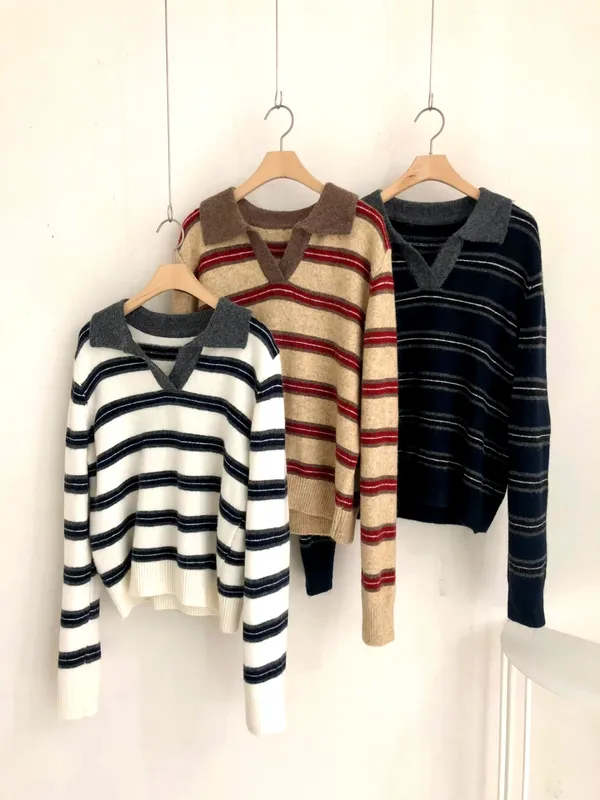 Fashionable Striped Sweater, Comfortable and Versatile, A Must-Have for Fall and Winter