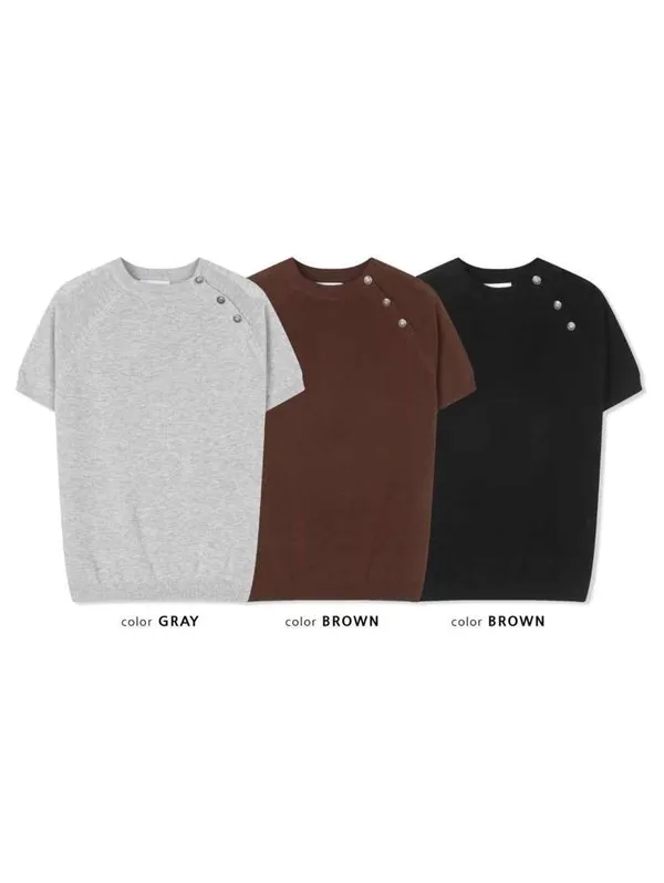 Stylish and Minimalist Short Sleeve Knit Top, Comfortable and Versatile