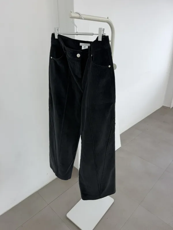 Stylish Black Corduroy Loose Pants