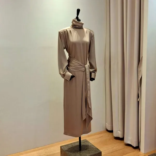 Elegant Women's Dress with Fashionable High Neck Design