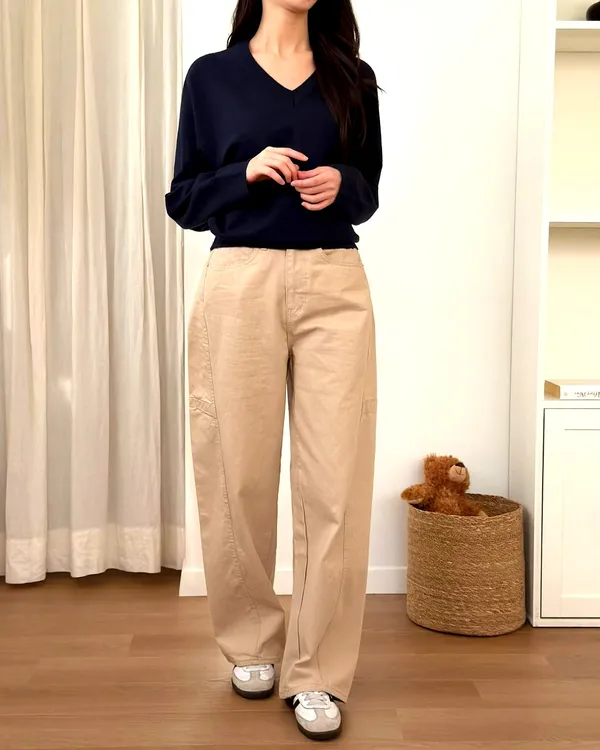 時尚寬松女裝褲子，舒適休閒風 2075
