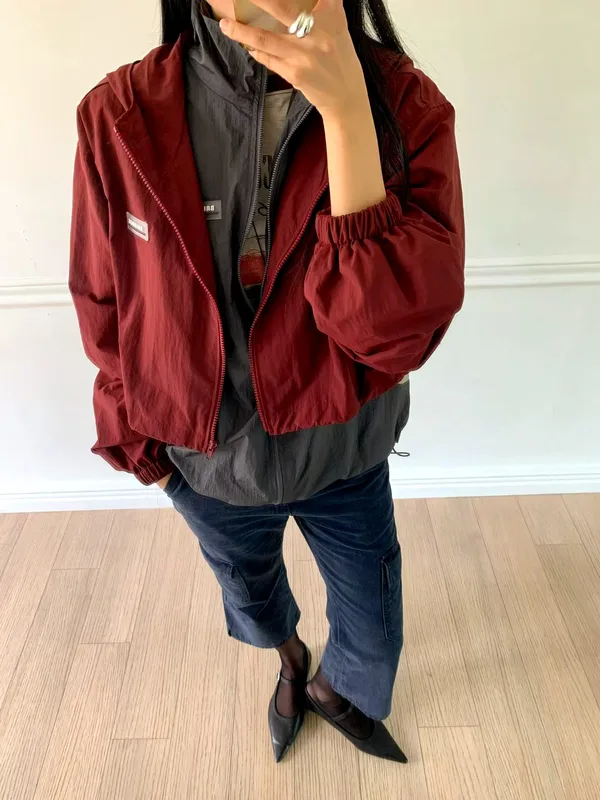 Stylish Red Women's Jacket, Lightweight Casual Style