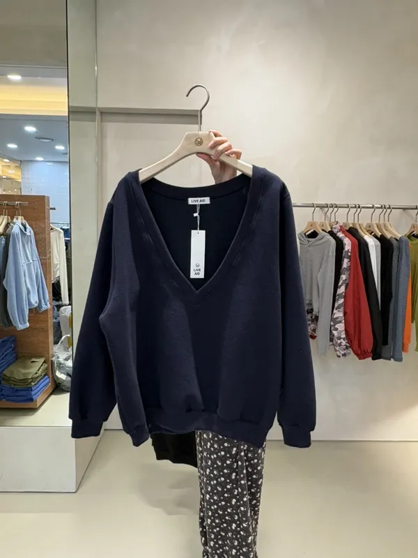 Simple Loose V-Neck Knit Top