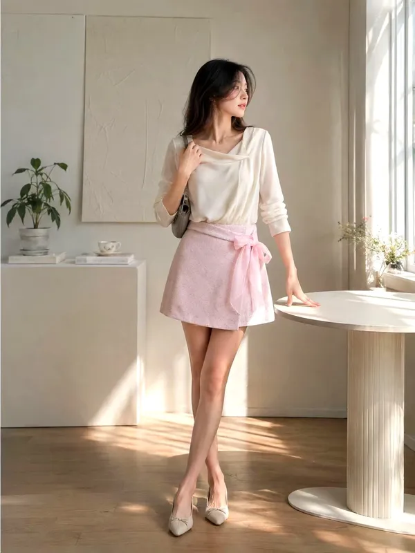 Elegant Short Skirt with Lightweight Lace Design