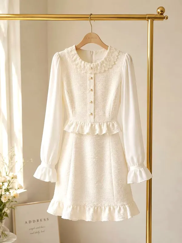 Elegant Lace Trim Dress, Showcasing Sweet Charm