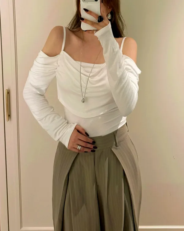 Stylish Off-Shoulder White Top, Elegantly Versatile