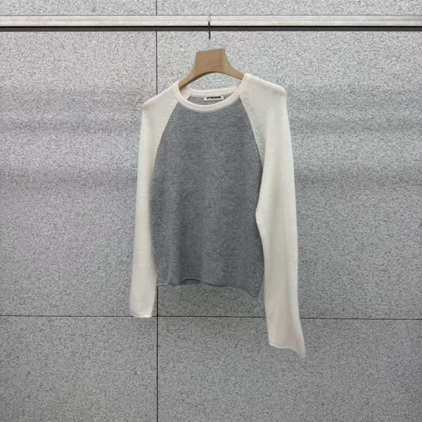 Minimalist Gray and White Color Block Long Sleeve T-Shirt