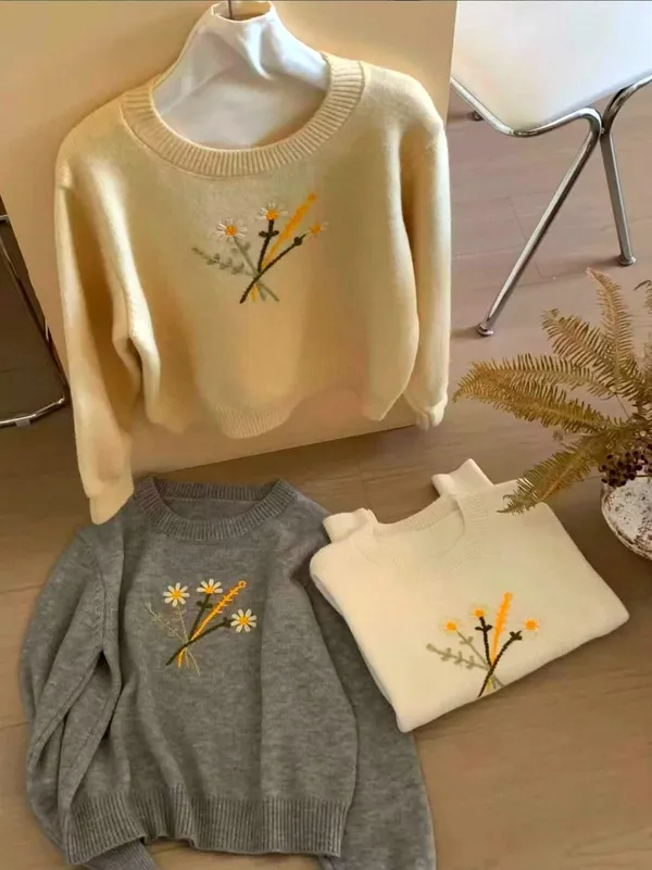 春季刺繡毛衣，溫暖舒適，時尚百搭