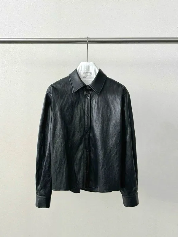 Stylish Black Leather Shirt, Luxe Style