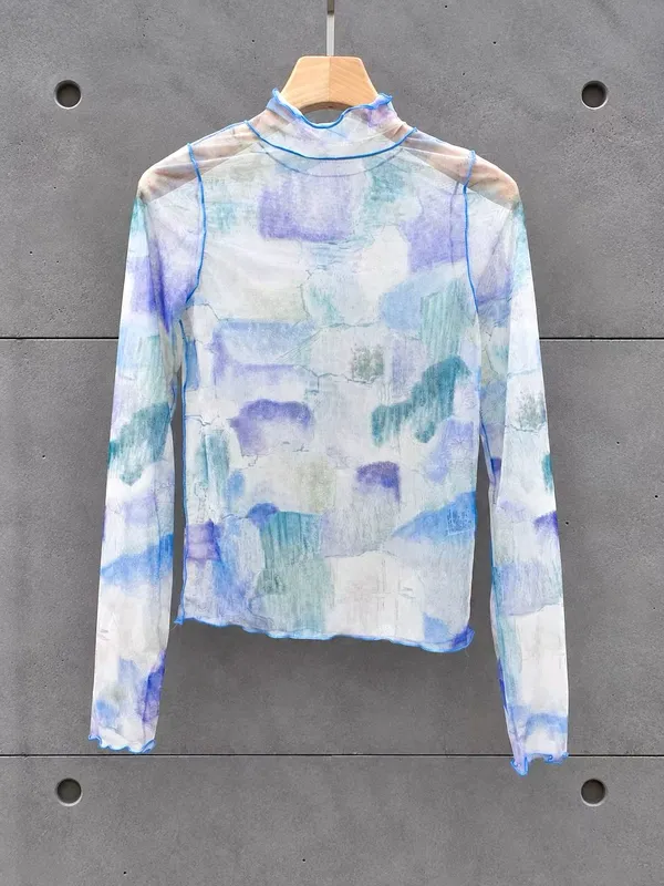 Fresh Watercolor Printed Women's Top, Comfortable and Breathable