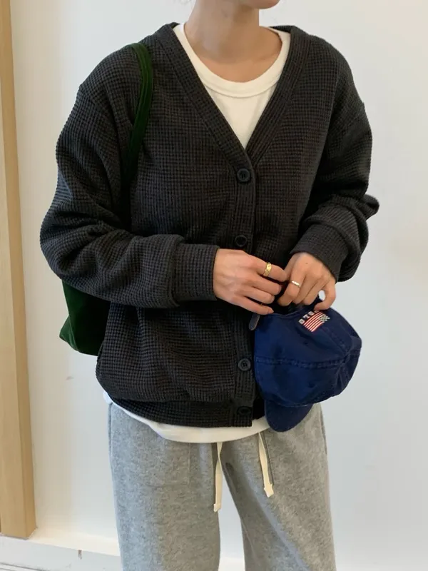 時尚寬松針織開衫，舒適百搭