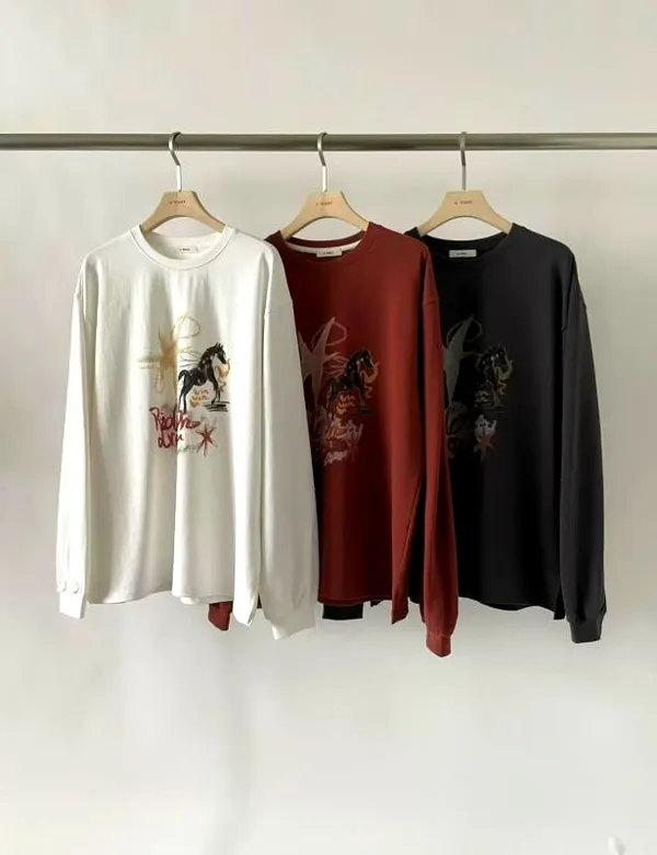 Fashionable Printed Long Sleeve T-Shirt, Comfortable and Versatile