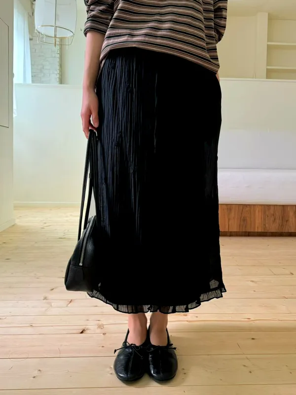 Elegant Pleated Maxi Skirt, Showcasing Women's Charm
