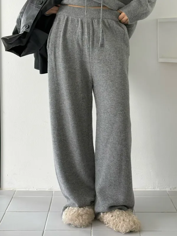 Comfortable Casual Gray Plush Long Pants - Fashionable and Versatile