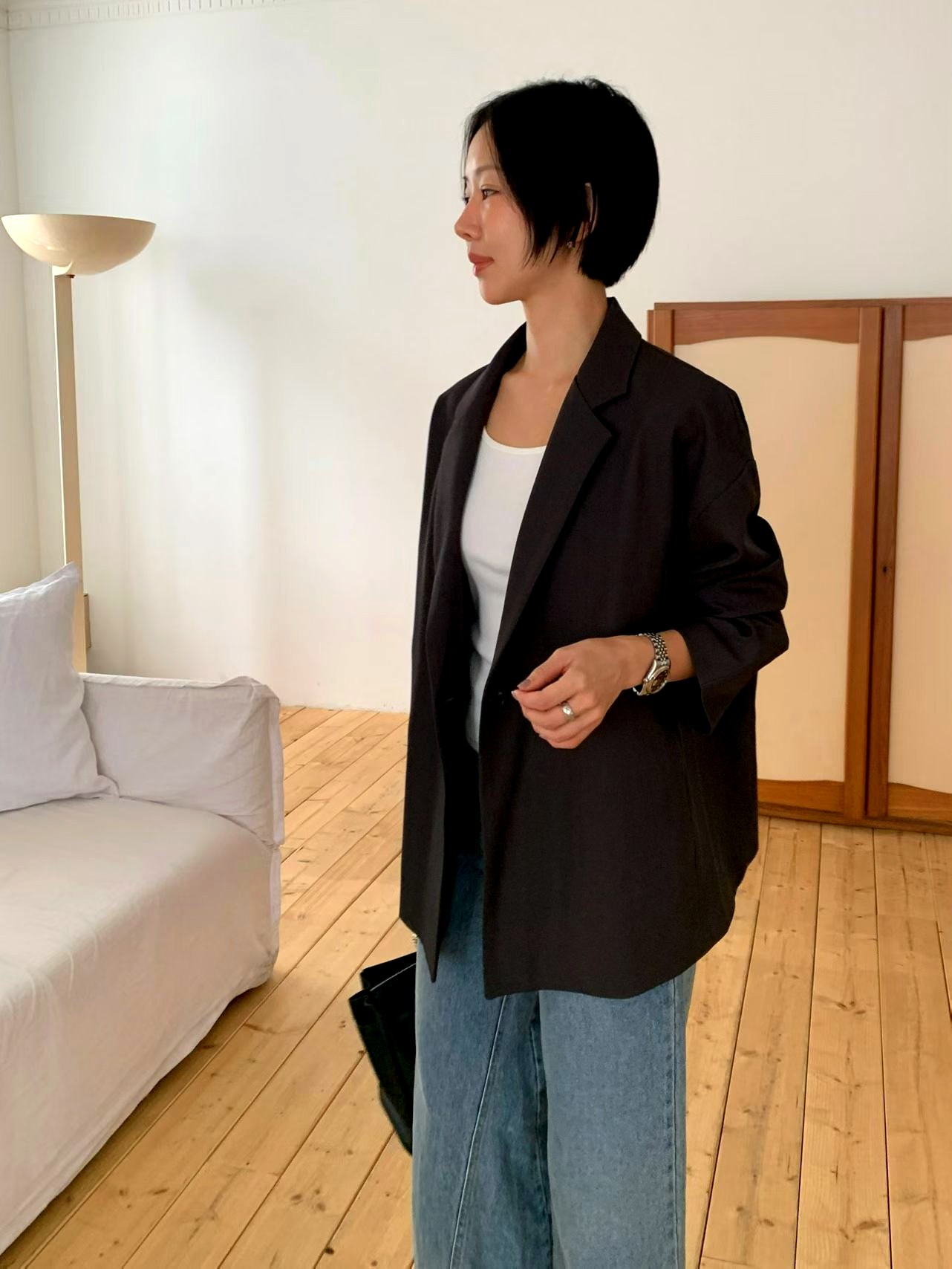 미니멀리스트 여성 자켓, 우아한 스타일