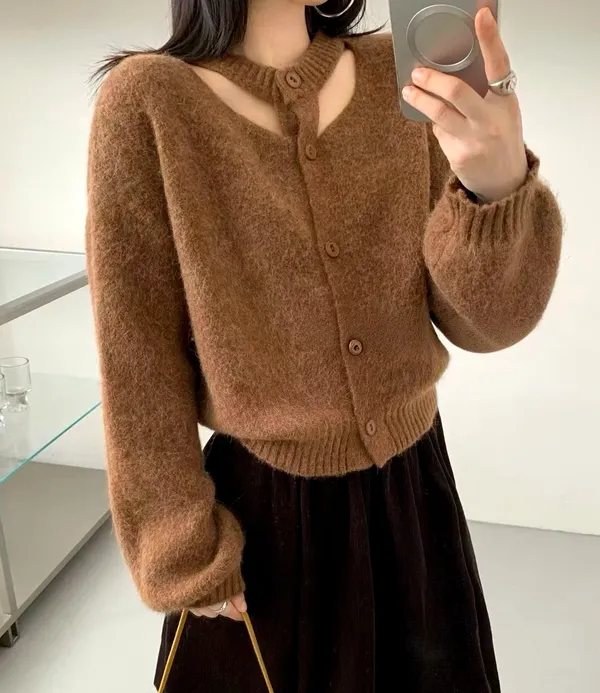 Warm and Cozy Women's Cardigan, Fashionable Versatile Knit Jacket