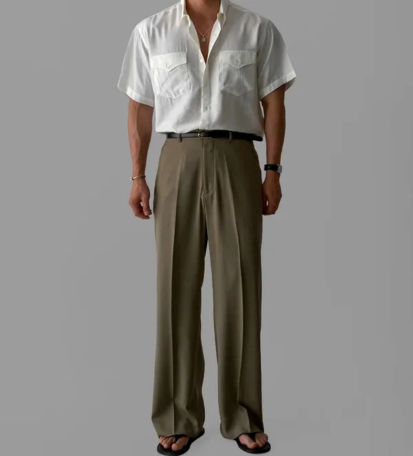 Stylish Men's Short Sleeve Shirt - Comfortable and Breathable for Summer Wear