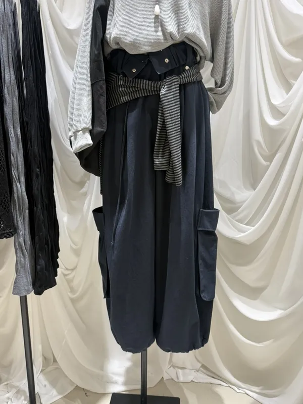Loose Casual Striped Belt High-Waisted Pants