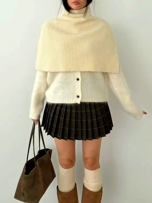 Stylish Versatile Women's Accessory - Elegant Knitted Shawl